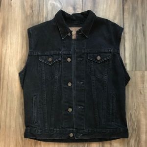 Black denim vest